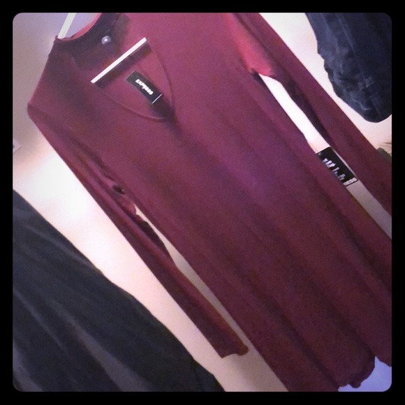 Express Dresses & Skirts - Choker neck maroon express dress xs